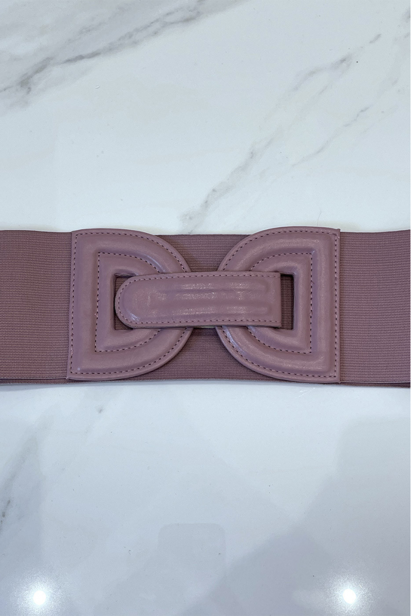 Large purple belt in stretch fabrics and button buckle - 3