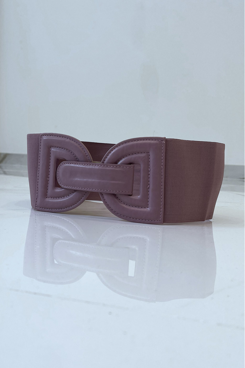 Large purple belt in stretch fabrics and button buckle - 4