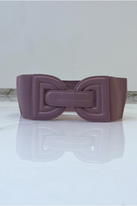 Large purple belt in stretch fabrics and button buckle - 5