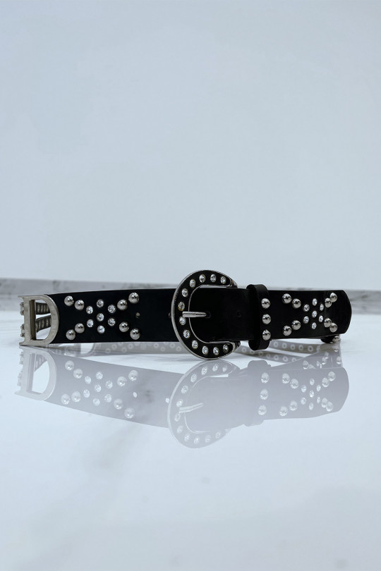 Black Studded D-Panel Belt - 1