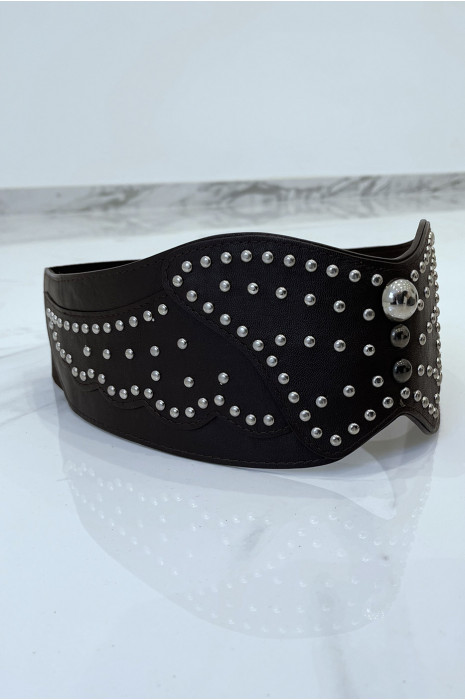 Boheemse rockstijl bruine faux lederen stud riem - 3