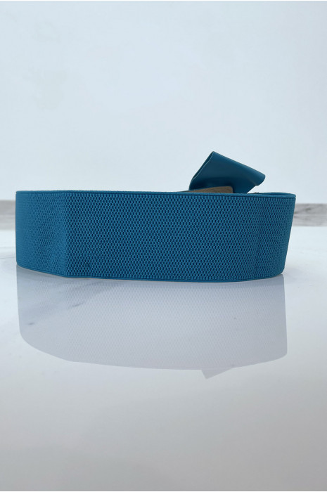 Grosse ceinture turquoise bi-matière à bride noeud papillon - 5