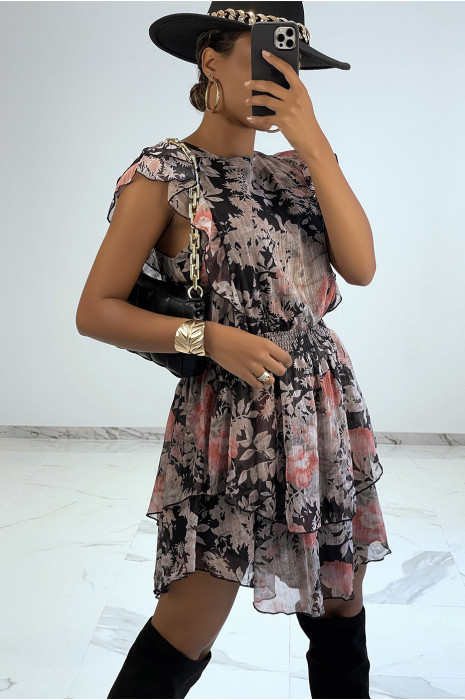 PeLPte robe fluide noir à fleurs style bohème rock - 2