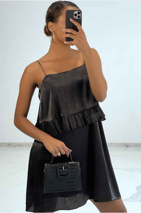 Petite robe fluide satinée noir - 1