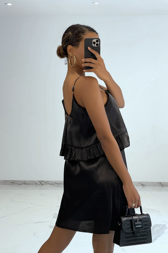 Little black satin fluid dress - 2