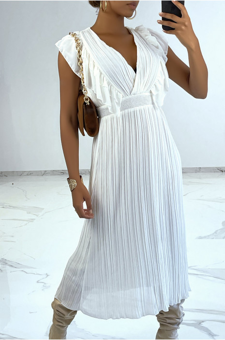 MaMnifique lange geplooide boho chic stijl jurk met ruches - 2