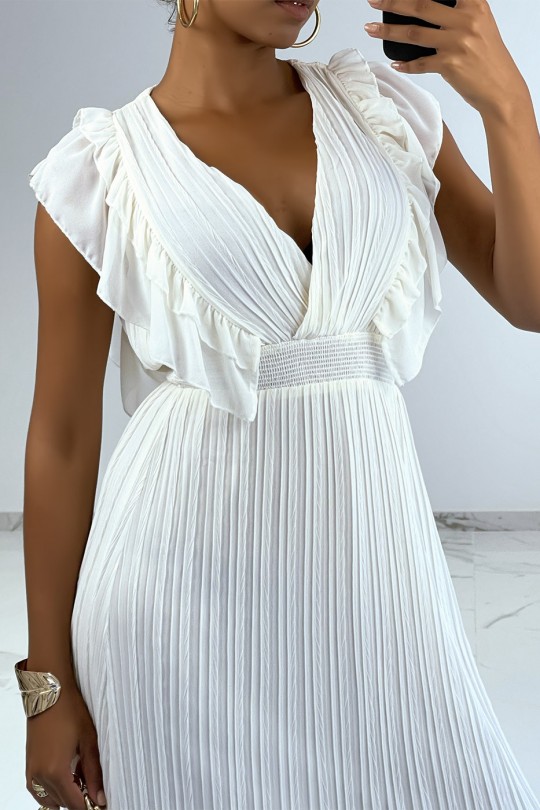 Magnificent long pleated boho chic style dress with ruffles - 3