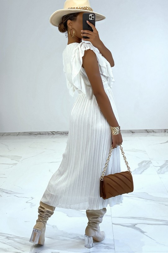 Magnificent long pleated boho chic style dress with ruffles - 4