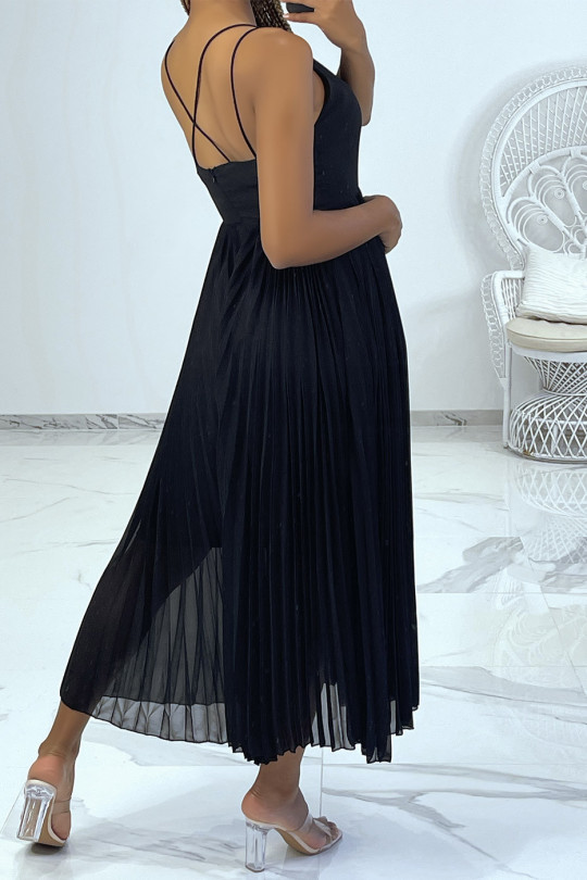 Robe noir avec jupe plissée style accordéon - 2