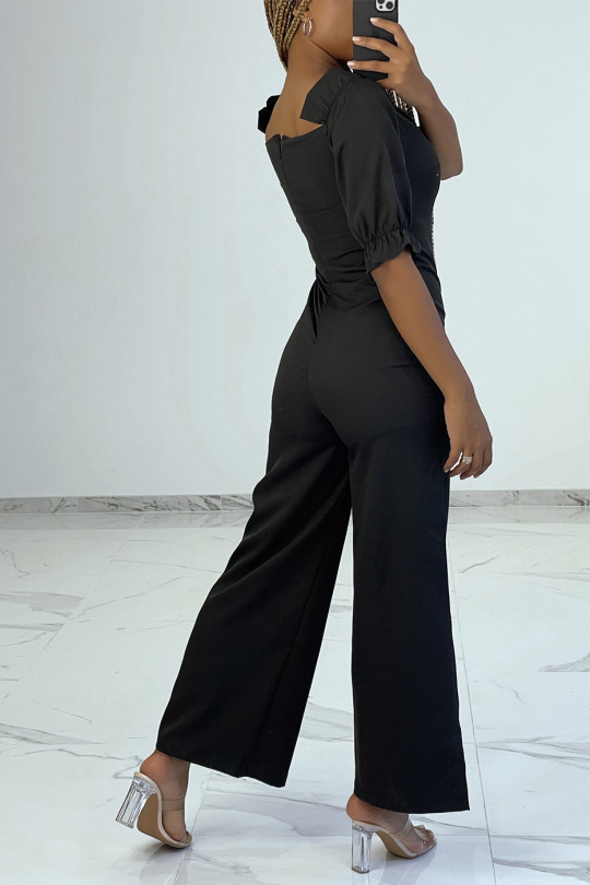 CoBZin black trouser suit with square collar and puffed shoulder pads - 3