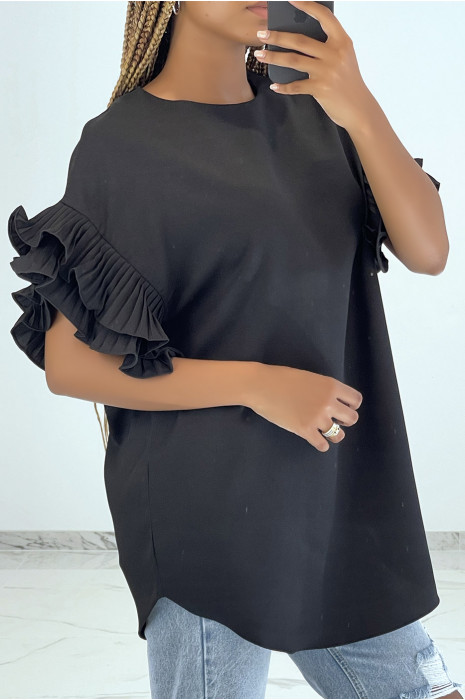 Tshirt col rond oversize avec grosses manches à volants - 3