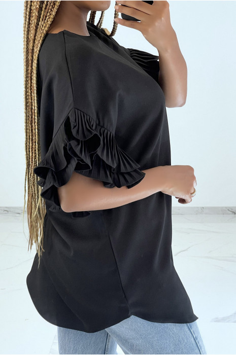 Tshirt col rond oversize avec grosses manches à volants - 5