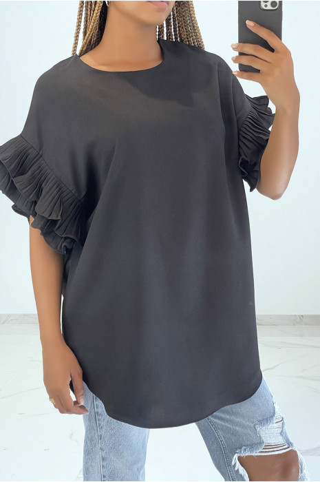 Tshirt col rond oversize avec grosses manches à volants - 6