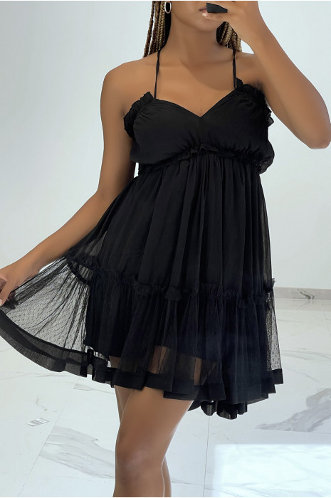 Petite noir fluide en mousseline décolleté V et dos nu - 3