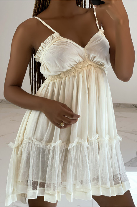 Petite beige fluide en mousseline décolleté V et dos nu - 2