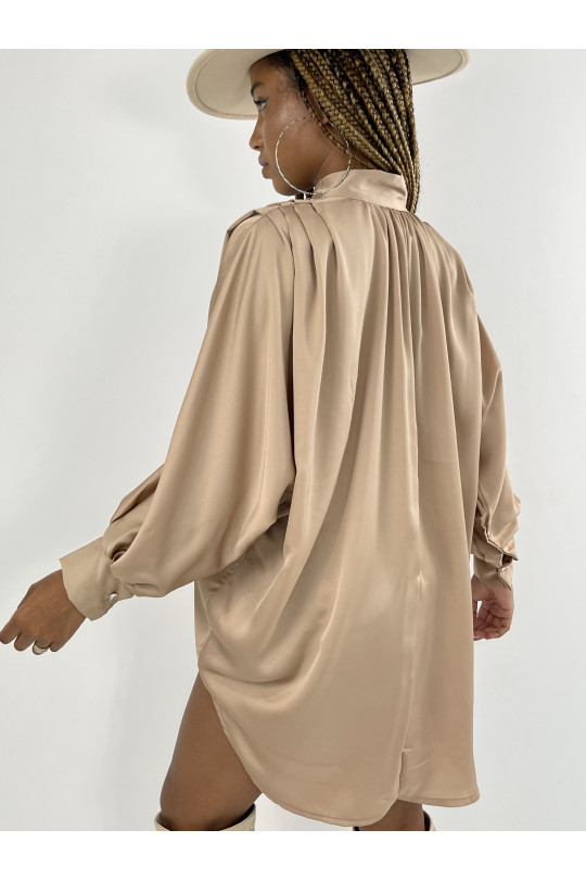 Chemise taupe satinée - 3