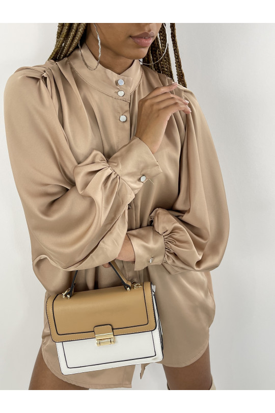 Chemise taupe satinée - 5