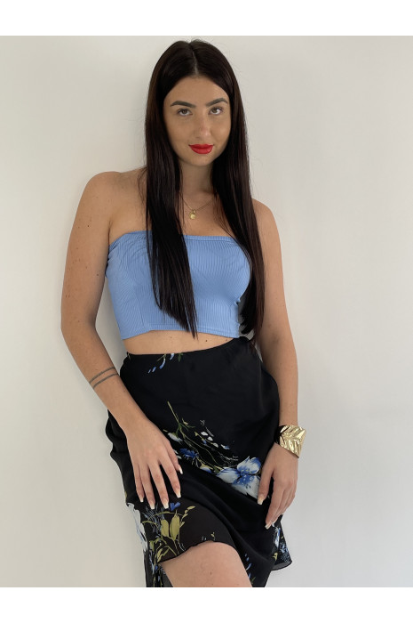 Black fluid midi skirt with flower print - 5