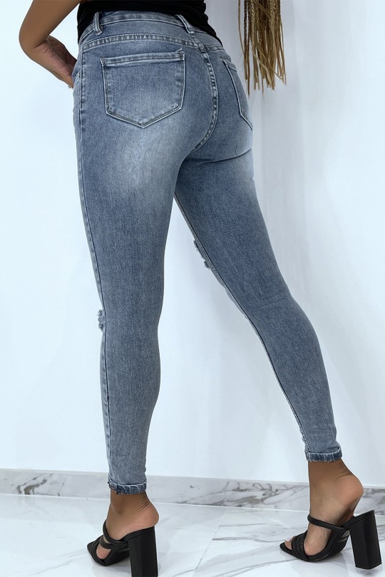 Jeans slim bleu qualité prenium taille haute - 1