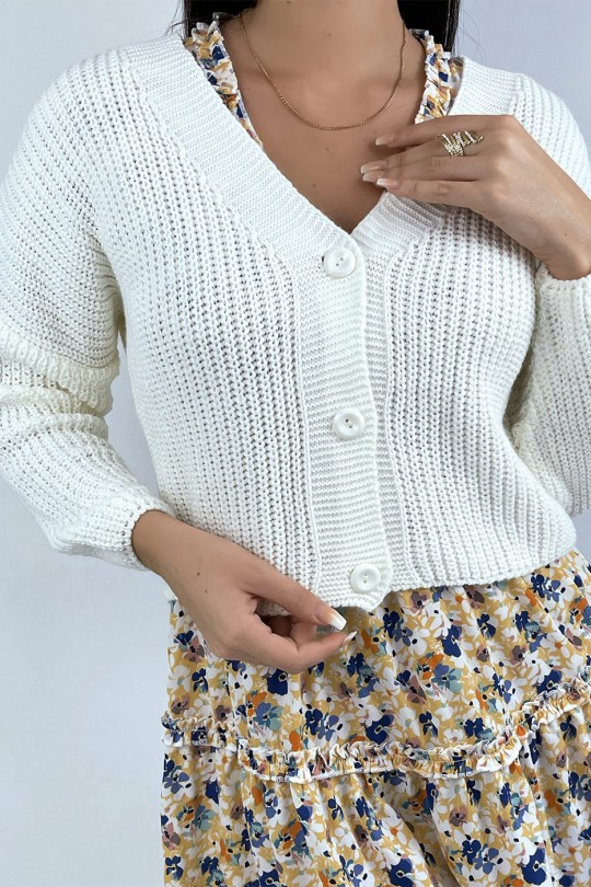 Trendy white acrylic mesh cardigan - 1