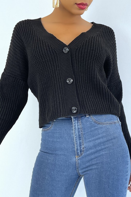 Trendy black acrylic mesh cardigan - 2