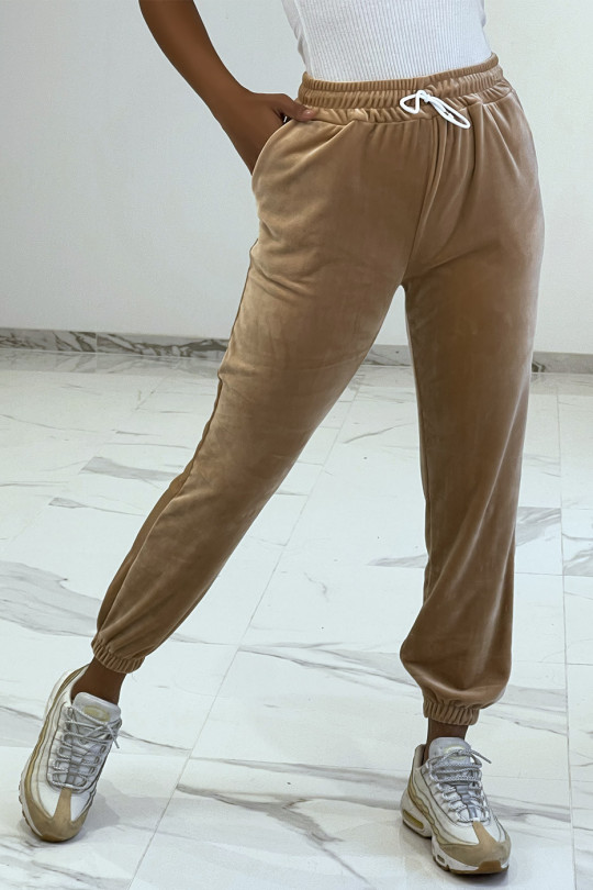 Camel-perzikkleurige joggingbroek met zakken - 4