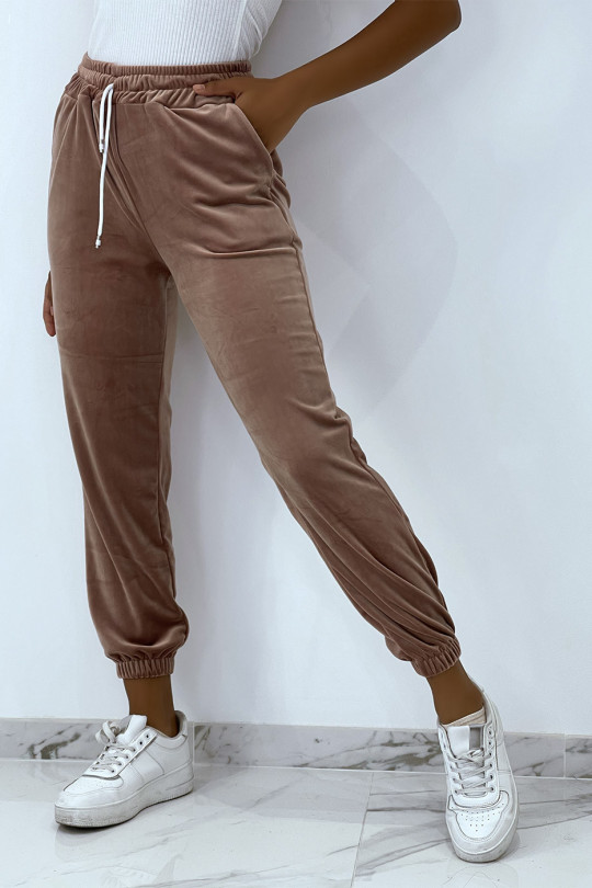Pink peach skin joggers with pockets - 6