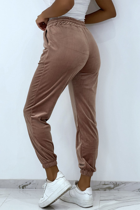Pink peach skin joggers with pockets - 7