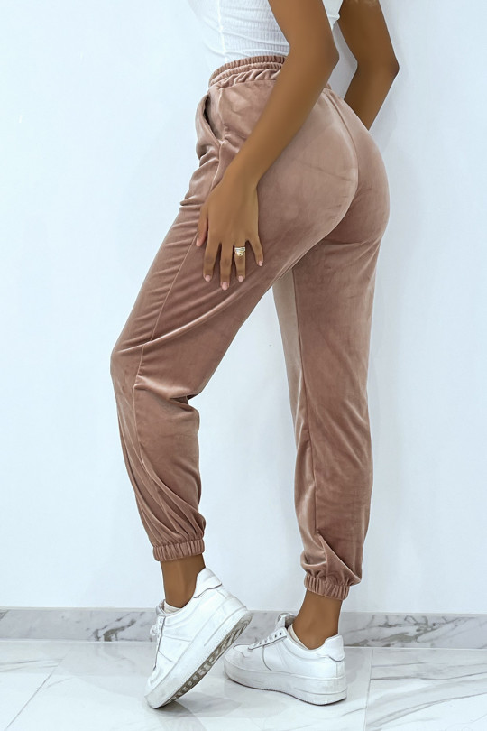 Pink peach skin joggers with pockets - 8