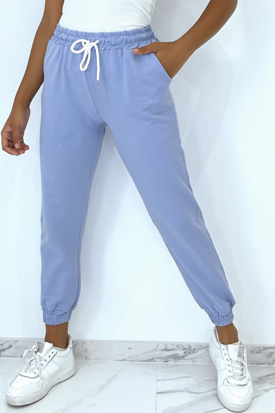 Turquoise jogging met zakken en elastiek zeer comfortabel om te dragen - 1
