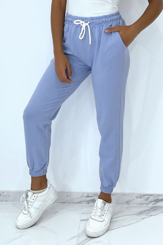 Turquoise jogging met zakken en elastiek zeer comfortabel om te dragen - 2