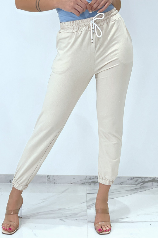 Jogging beige avec poches et élastique très agréable à porter - 3
