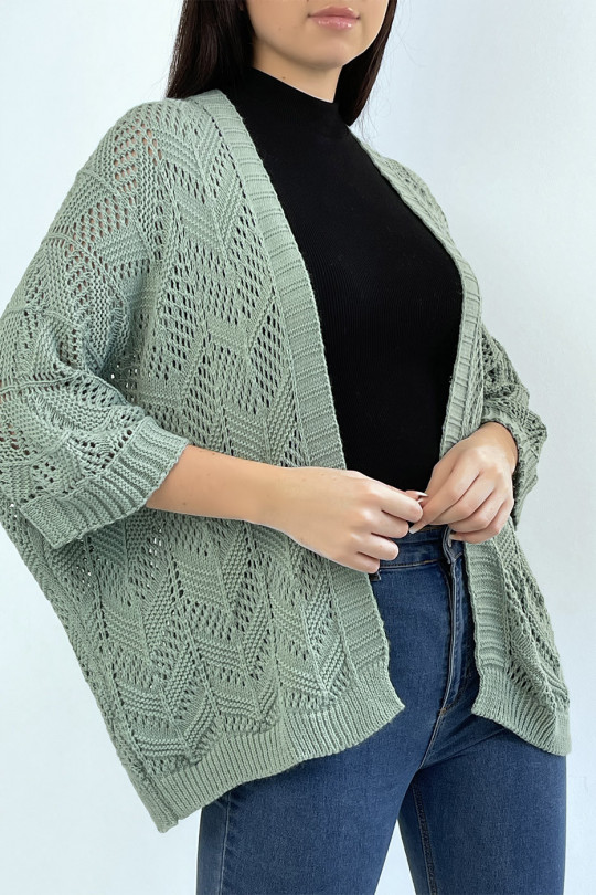 Very trendy and comfortable to wear green cardigan - 2