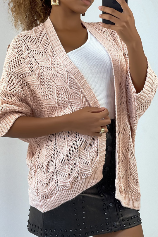 Very trendy and comfortable to wear pink cardigan - 2