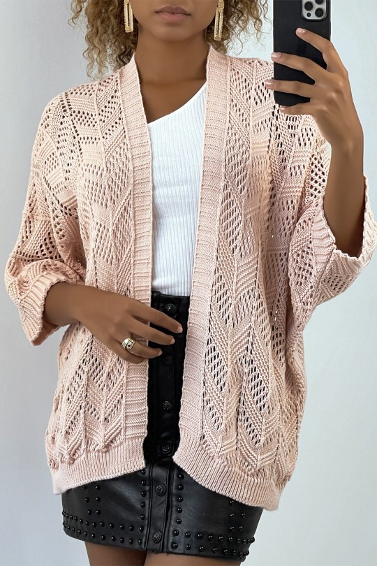 Very trendy and comfortable to wear pink cardigan - 4