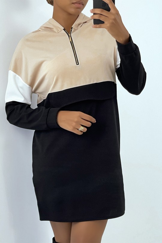 RoRR sweat à capuche bi-color beige et noir avec capuche - 2