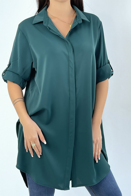 LoLgue oversize duckoverhemd met mouwen met manchetten - 1