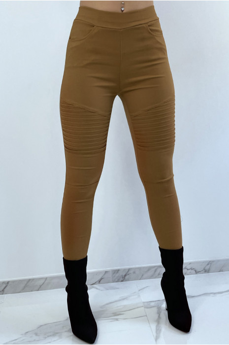 Pantalon slim strech camel style motard avec poches - 1