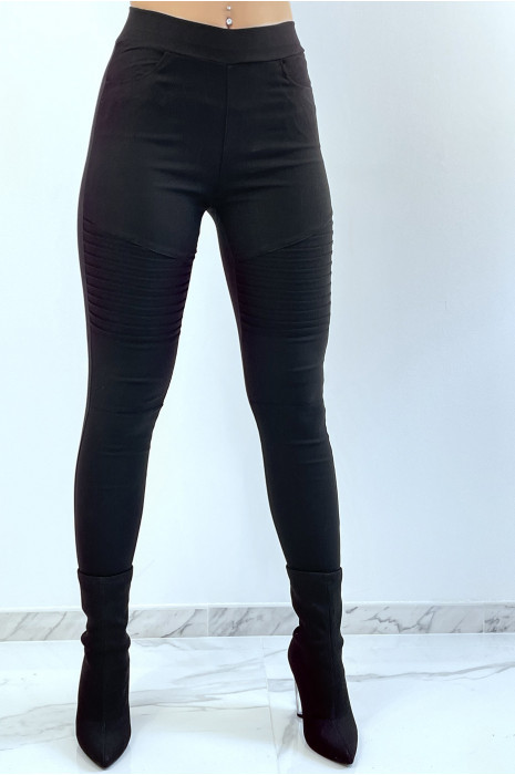 PaBZalon slim strech noir style motard avec poches - 1