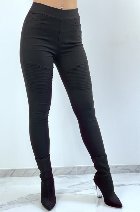 PaBZalon slim strech noir style motard avec poches - 2