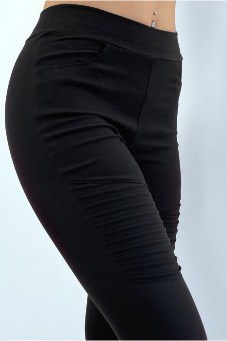 PaBZalon slim strech noir style motard avec poches - 4