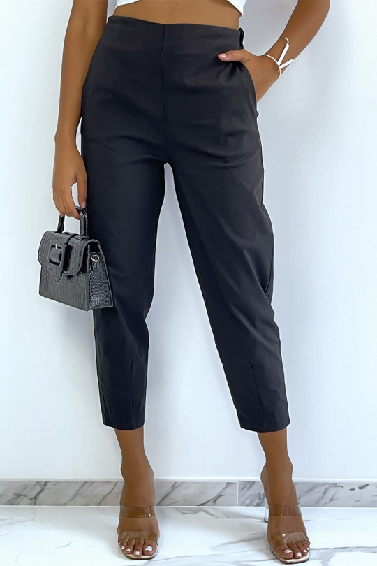 Pantalon cargo noir très tendance avec poche arrière - 1