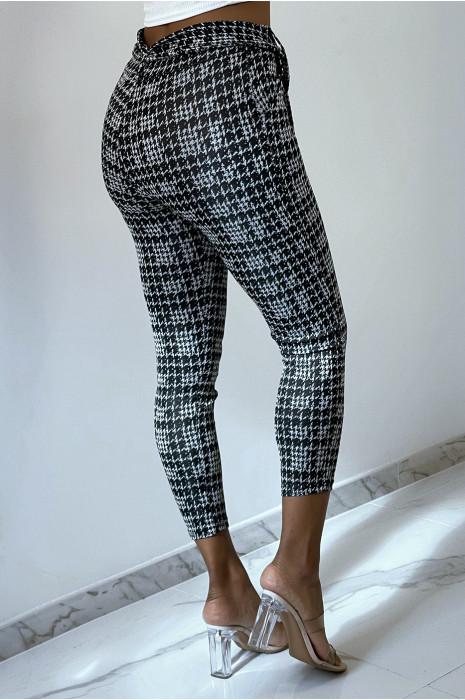 Pantalon slim noir avec motif poches et ceinture - 3