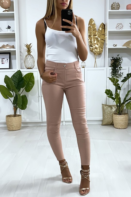 Pantalon slim rose, basic avec poche avant et arrière - 4