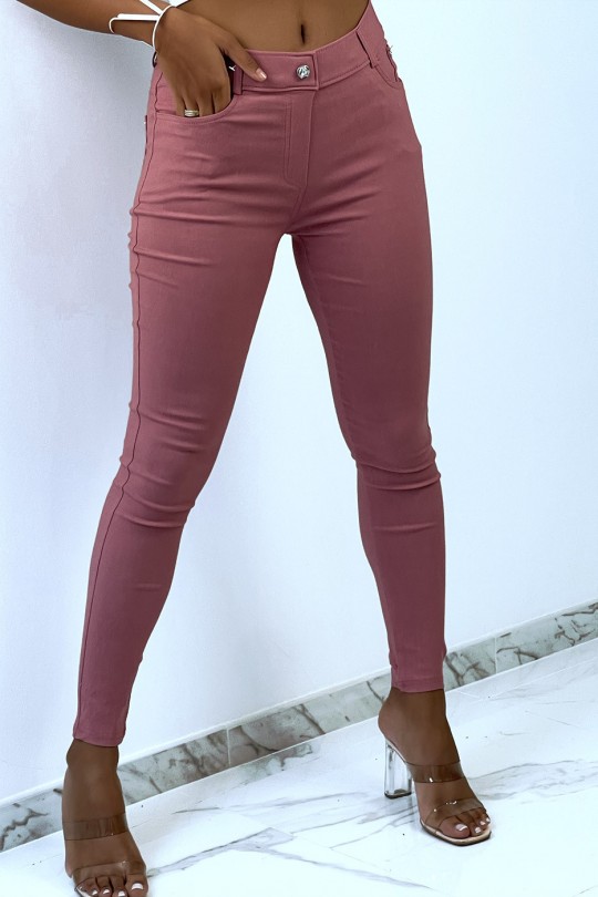 Pantalon slim rose, basic avec poche avant et arrière - 9