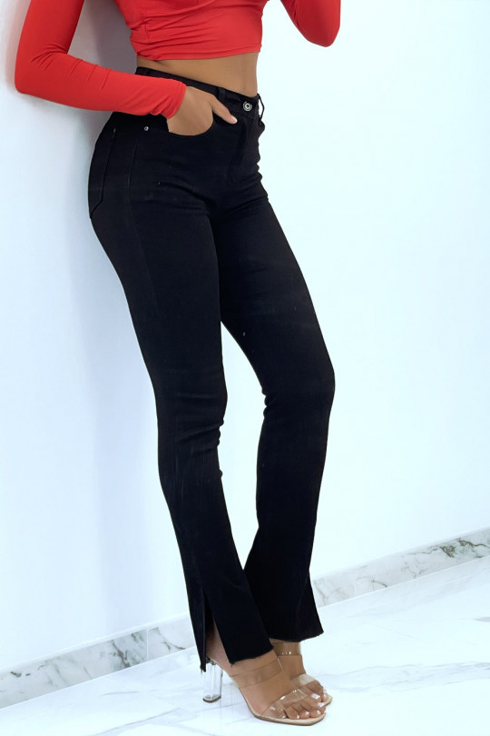 Pantalon jeans noir avec fente sur les côtés - 2