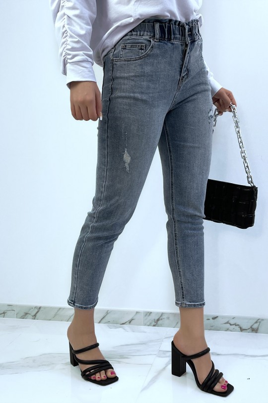 Boyfriend jeans met zakken en elastische taille - 2