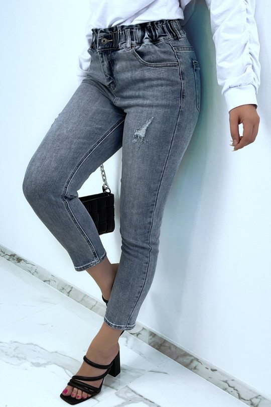 Boy friend jeans with pockets and elasticated waist - 7