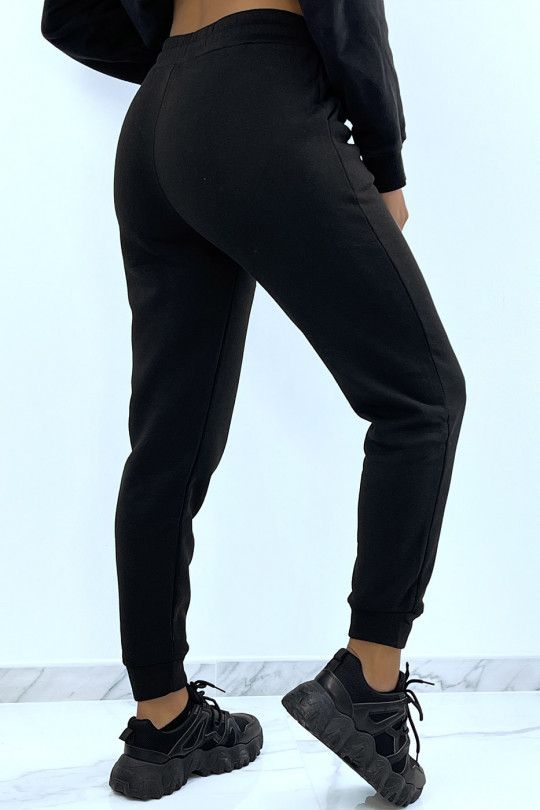 Thick black fleece joggers with pockets - 6