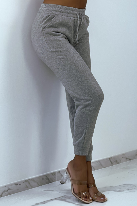 Thick gray fleece joggers with pockets - 2